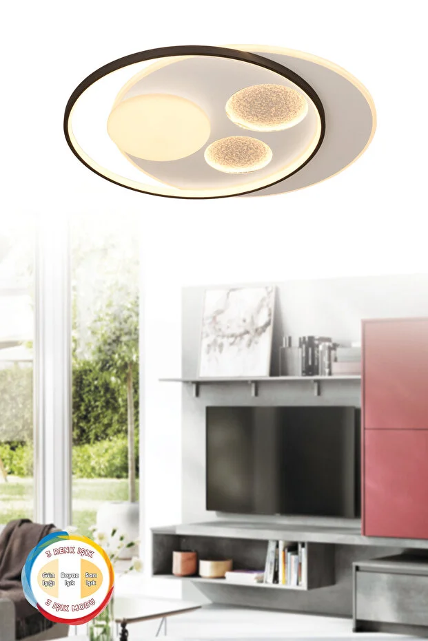 Oscar 50 Cm 3 Renk Işık Özellikli Led'li Modern Salon Mutfak Yatak Odası Avizesi